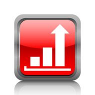 Bar Graph icon on a square button - RubyRedSeries N21
