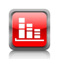 Bar Graph icon on a square button - RubyRedSeries N22