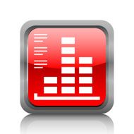 Bar Graph icon on a square button - RubyRedSeries N23