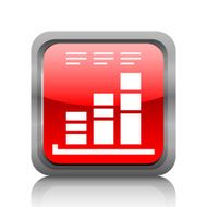 Bar Graph icon on a square button - RubyRedSeries N24