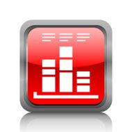 Bar Graph icon on a square button - RubyRedSeries N25