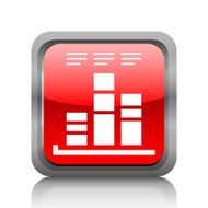 Bar Graph icon on a square button - RubyRedSeries N26