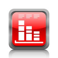 Bar Graph icon on a square button - RubyRedSeries N27