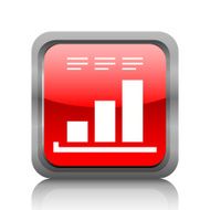 Bar Graph icon on a square button - RubyRedSeries N28