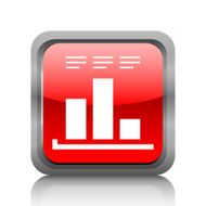 Bar Graph icon on a square button - RubyRedSeries N29