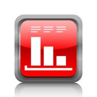Bar Graph icon on a square button - RubyRedSeries N30