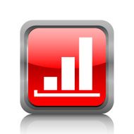 Bar Graph icon on a square button - RubyRedSeries N31