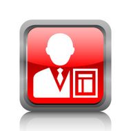 Businessman icon on a square button - RubyRedSeries N8