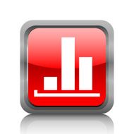 Bar Graph icon on a square button - RubyRedSeries N32