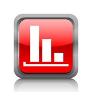 Bar Graph icon on a square button - RubyRedSeries N33