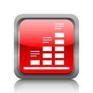 Bar Graph icon on a square button - RubyRedSeries N38