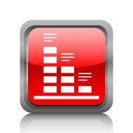 Bar Graph icon on a square button - RubyRedSeries N39