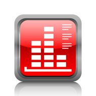 Bar Graph icon on a square button - RubyRedSeries N44