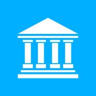 Bank icon on a blue background - SmoothSeries