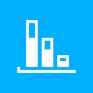 Bar Graph icon on a blue background - SmoothSeries N36