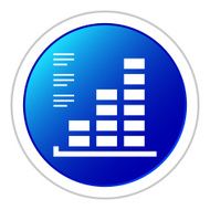 Bar Graph icon on a round button - StickerSeries N2