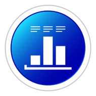 Bar Graph icon on a round button - StickerSeries N3