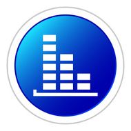 Bar Graph icon on a round button - StickerSeries N5