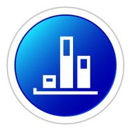 Bar Graph icon on a round button - StickerSeries N6