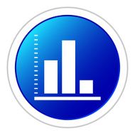 Bar Graph icon on a round button - StickerSeries N7