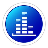 Bar Graph icon on a round button - StickerSeries N11