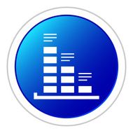 Bar Graph icon on a round button - StickerSeries N16