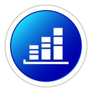Bar Graph icon on a round button - StickerSeries N19
