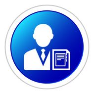 Businessman icon on a round button - StickerSeries N7