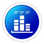Bar Graph icon on a round button - StickerSeries N25