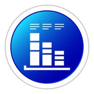 Bar Graph icon on a round button - StickerSeries N27