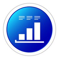 Bar Graph icon on a round button - StickerSeries N28