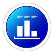 Bar Graph icon on a round button - StickerSeries N29