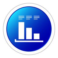 Bar Graph icon on a round button - StickerSeries N30