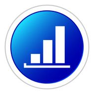 Bar Graph icon on a round button - StickerSeries N31