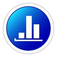 Bar Graph icon on a round button - StickerSeries N32