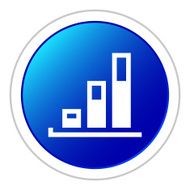Bar Graph icon on a round button - StickerSeries N34