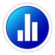 Bar Graph icon on a round button - StickerSeries N37