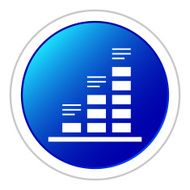 Bar Graph icon on a round button - StickerSeries N38