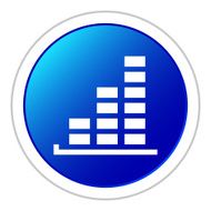 Bar Graph icon on a round button - StickerSeries N40