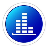 Bar Graph icon on a round button - StickerSeries N41