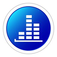 Bar Graph icon on a round button - StickerSeries N42