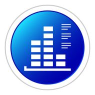 Bar Graph icon on a round button - StickerSeries N44