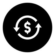 Exchange Rate icon on a round button - DimSeries