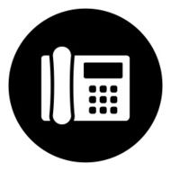 Office Telephone icon on a round button - DimSeries