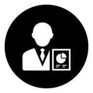 Businessman icon on a round button - DimSeries N12