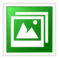 Photographs icon on a square button - FlatSeries