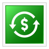 Exchange Rate icon on a square button - FlatSeries