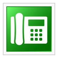 Office Telephone icon on a square button - FlatSeries