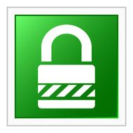 Padlock icon on a square button - FlatSeries