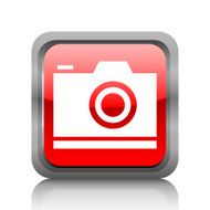 Digital Camera icon on a square button - RubyRedSeries